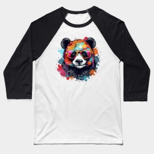 Colorful Bear with Glasses Baseball T-Shirt